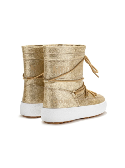 Shop Moon Boot Icon Junior Glitter Snow Boots In Gold