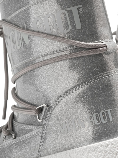 Moon Boot Icon Junior Glitter Snow Boots In Silver