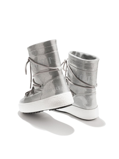 Shop Moon Boot Icon Junior Glitter Snow Boots In Silver