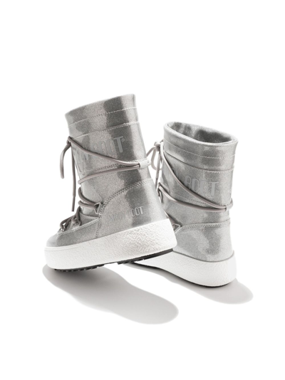 Moon Boot Icon Junior Glitter Snow Boots In Silver