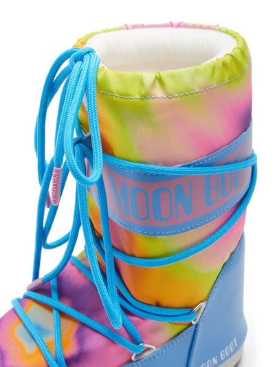 Shop Moon Boot Icon Junior Tie-dye Snow Boots In Blue