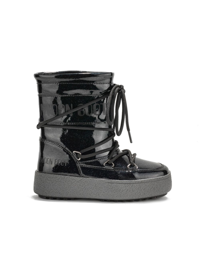 Shop Moon Boot Icon Junior Patent Snow Boots In Black