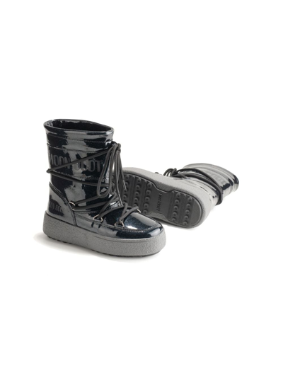 Shop Moon Boot Icon Junior Patent Snow Boots In Black