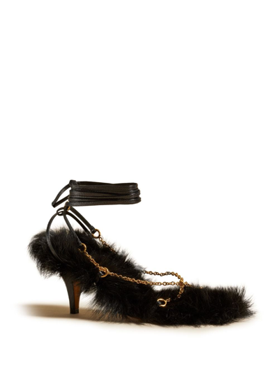 Shop Khaite The Marion Shearling-lined 75mm Sandals In Black
