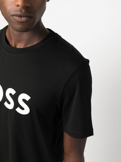 Shop Hugo Boss Logo-print Cotton T-shirt In Black