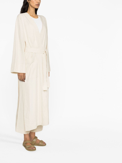 Nanushka Ribbed Detailing Square-sleeved Dress In Neutrals