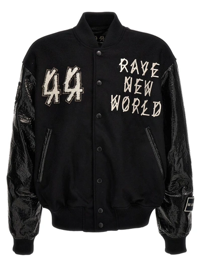 Shop 44 Label Group M 'varsity' Bomber Jacket In Black