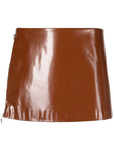 Shop Acne Studios Faux Leather Mini Skirt In Brown