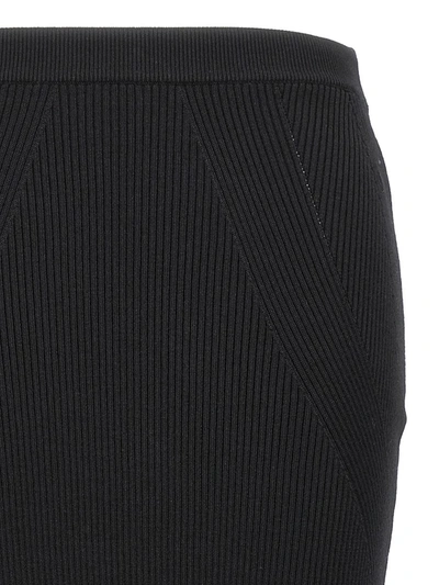 Shop Alexander Mcqueen Ribbed Midi Skirt In Black