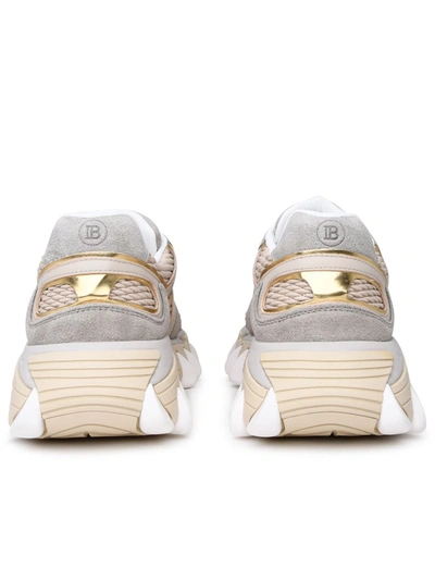 Shop Balmain B-east Multicolor Leather Blend Sneakers In Grey