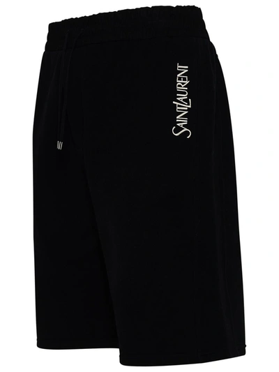 Shop Saint Laurent Black Cotton Bermuda Shorts