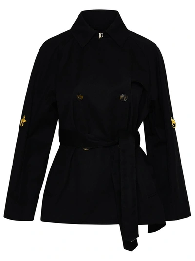 Shop Fay Black Cotton Blend Trench Coat