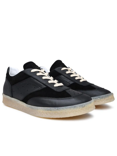 Shop Mm6 Maison Margiela Black Leather Mix Sneakers