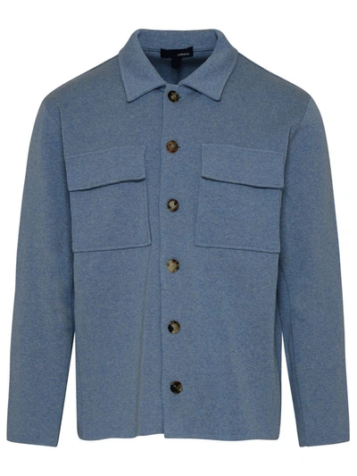 Shop Lardini Blue Cotton Cardigan In Light Blue