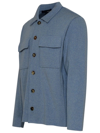 Shop Lardini Blue Cotton Cardigan In Light Blue
