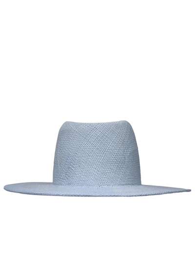 Shop Ruslan Baginskiy Blue Straw Fedora Hat In Light Blue