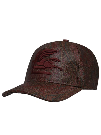 Shop Etro Brown Cotton Blend Arnica Cap In Red