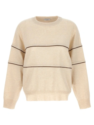 Shop Brunello Cucinelli 'monile' Sweater In Beige