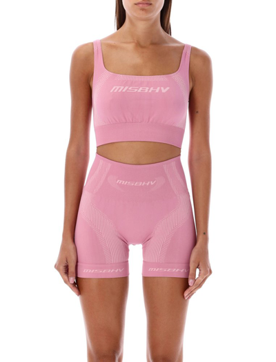 Shop Misbhv Logo Intarsia Cropped Sleeveless Top In Pink