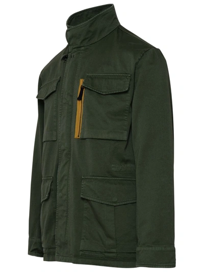 Shop Fay Denim Jacket In Green Cotton