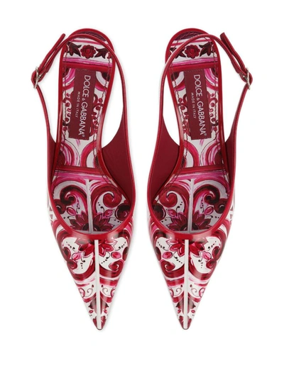Shop Dolce & Gabbana Cruise Majolica Print Slingback Pumps In Fuchsia