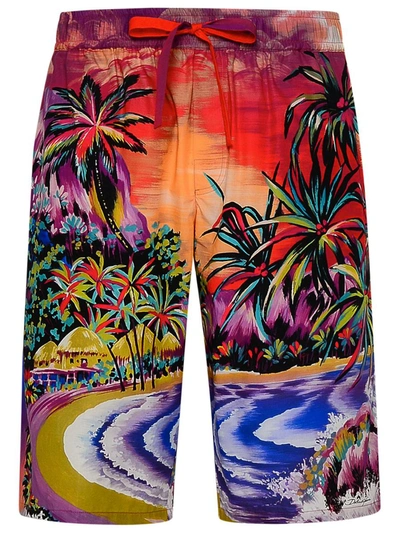 Shop Dolce & Gabbana Multicolor Silk Bermuda Shorts