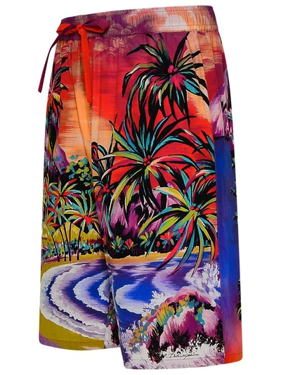 Shop Dolce & Gabbana Multicolor Silk Bermuda Shorts