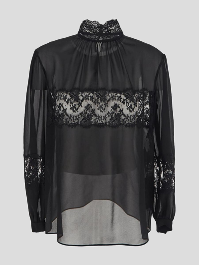 Shop Dolce & Gabbana Semi-sheer Lace Blouse In Black
