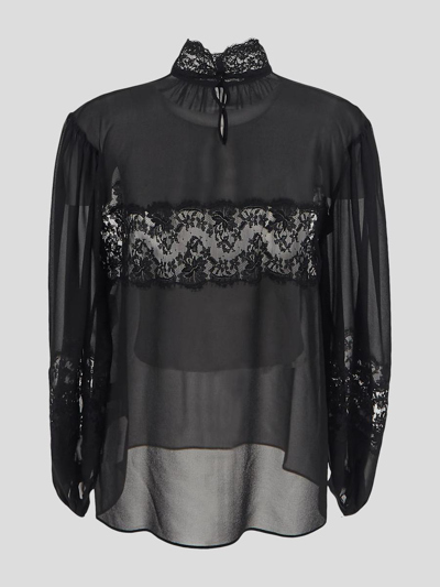 Shop Dolce & Gabbana Semi-sheer Lace Blouse In Black