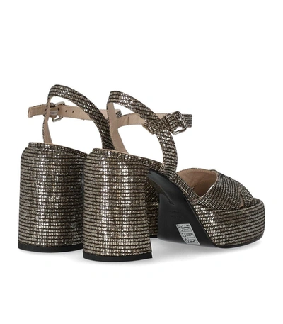 Shop Elena Iachi Lexy Black Gold Heeled Sandal