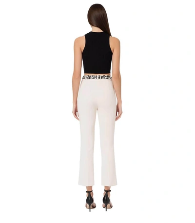 Shop Elisabetta Franchi Butter Trousers With Foulard Scarf In Ivory