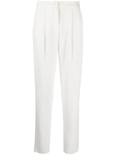 Shop Emporio Armani High-waisted Trousers In White