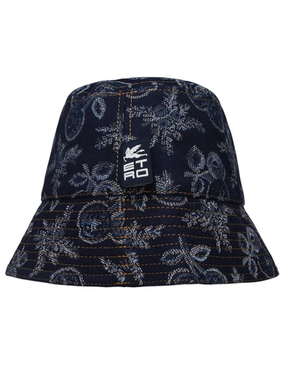 Shop Etro Blue Denim Bucket Hat