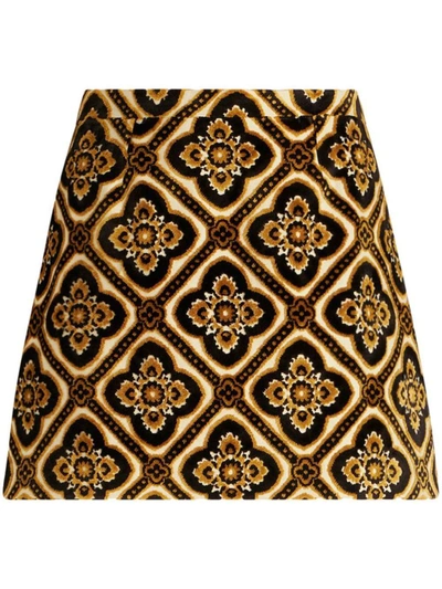 Shop Etro Floral-print Skirt In Brown