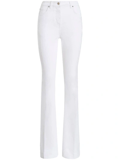 Shop Etro Jeans In <p>embroidered Straight-leg Jeans From  Featuring White, Stretch-cotton, Floral Embroidery, Sign