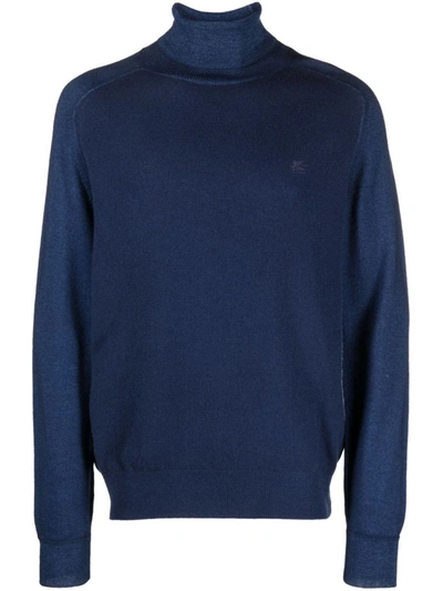 Shop Etro Pegaso-embroidered Jumper In Blue
