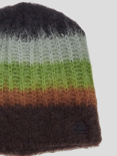 Shop Etro Strped Hat In Green