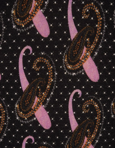 Shop Etro Stretch Silk Sweater With All-over Pink Paisley Pattern In Black