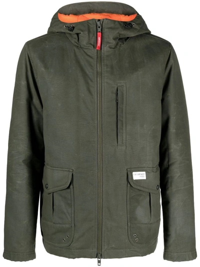 Shop Fay Logo-patch Hooded Jacket In Green