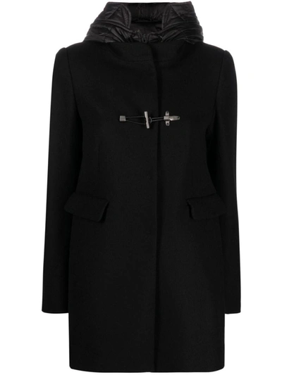 Shop Fay Toggle-fastening Hooded Coat In Black