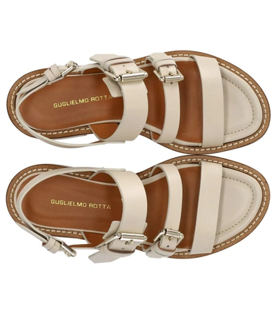 Shop Guglielmo Rotta Queen Cream Flat Sandal In Ivory