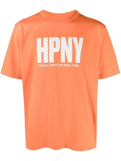 Shop Heron Preston Hpny Print T-shirt In Orange