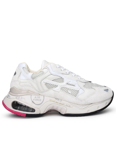 Shop Premiata Ivory Leather Blend Sharkyd Sneakers In White