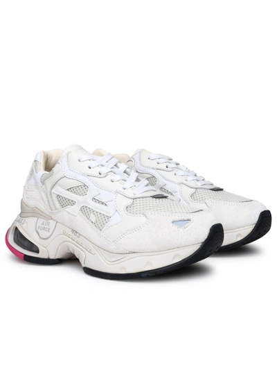 Shop Premiata Ivory Leather Blend Sharkyd Sneakers In White