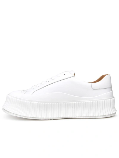 Shop Jil Sander White Leather Sneakers