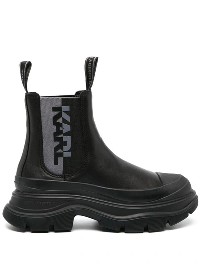 Shop Karl Lagerfeld Logo-patch Boots In Black