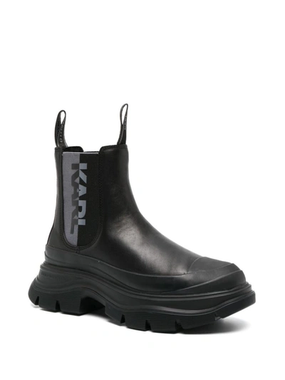 Shop Karl Lagerfeld Logo-patch Boots In Black