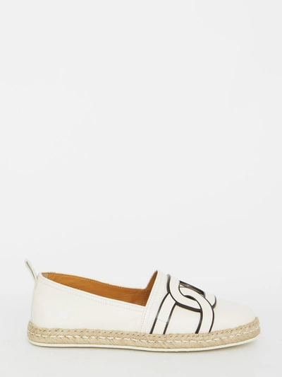 Shop Tod's Kate Leather Espadrilles In White