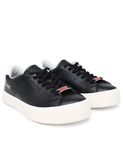 Shop Kenzo Black Leather Sneakers