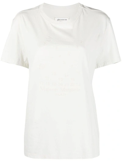Shop Maison Margiela Eembroidered Cotton T-shirt In White